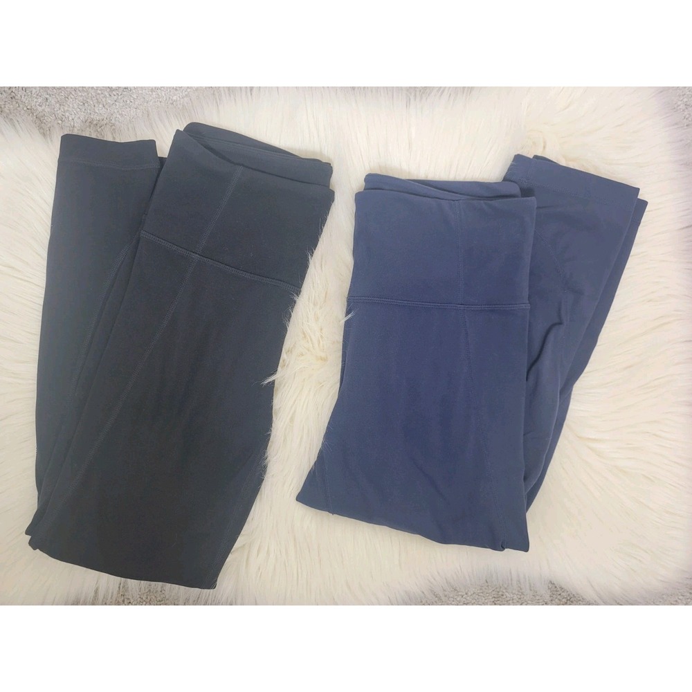 Bundle Of 2 Athleta Leggings Sz Small Black Ankle Length & Blue Cropped
